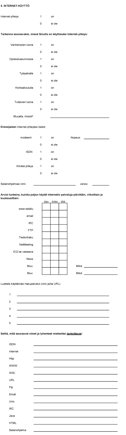 Toimintatutkimuksen alkukysely